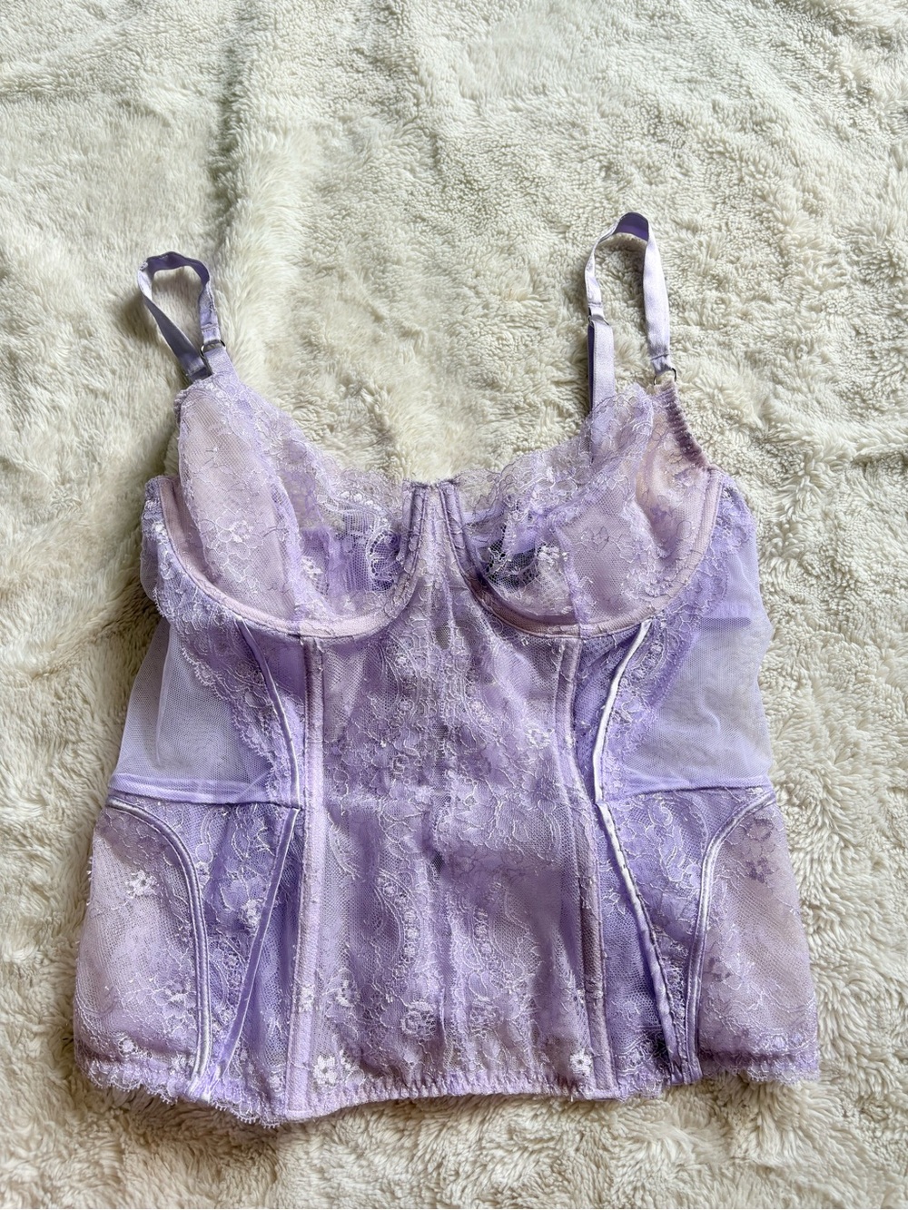 Victoria’s Secret Fairycore Whimsical lilac Lavender Pastel Purple Lace Corset - Picture 4 of 11